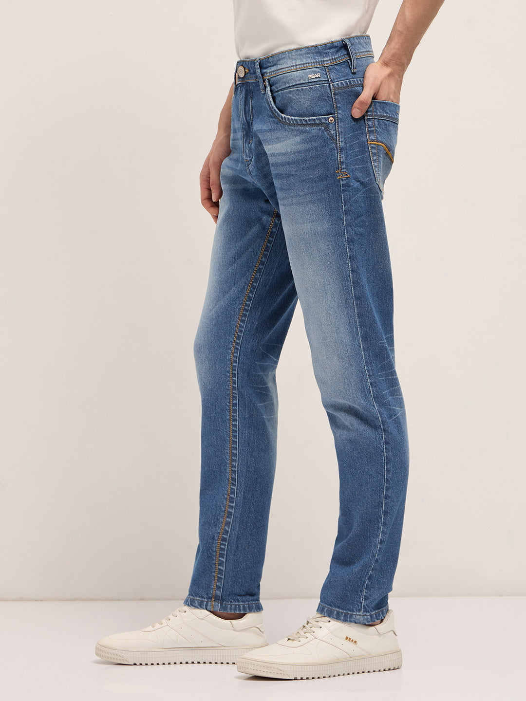 Men Mid Blue Mid-Rise Slim Fit Jeans