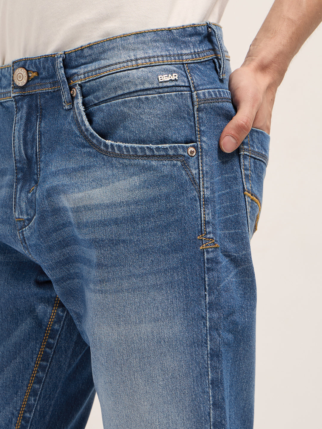 Men Mid Blue Mid-Rise Slim Fit Jeans