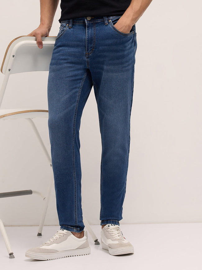 Men Mid Blue Mid-Rise Skinny Fit Jeans