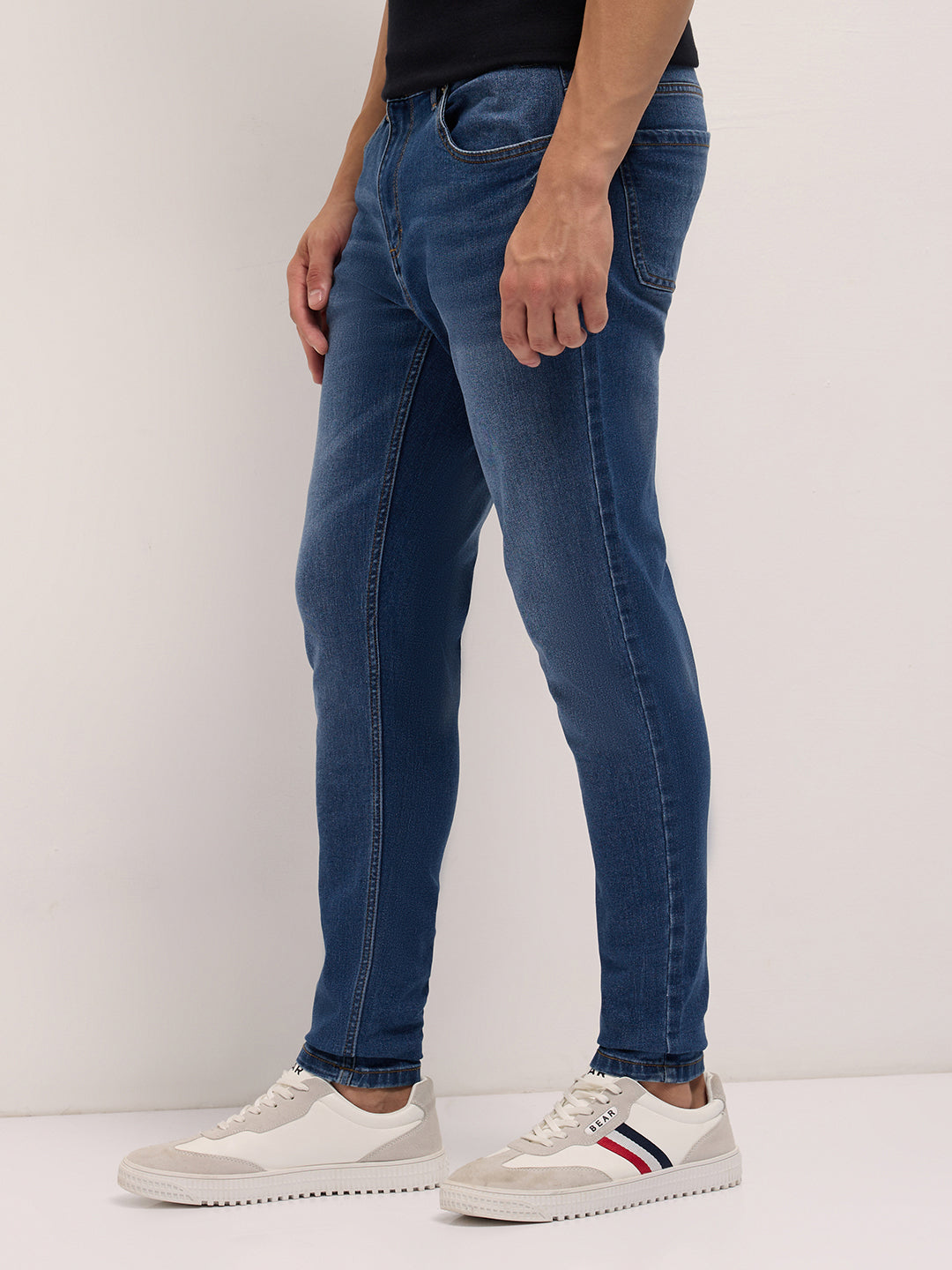 Men Mid Blue Mid-Rise Skinny Fit Jeans