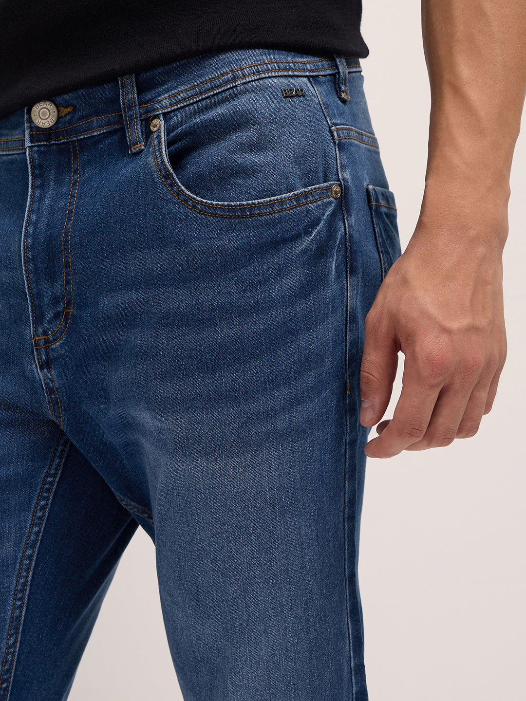 Men Mid Blue Mid-Rise Skinny Fit Jeans