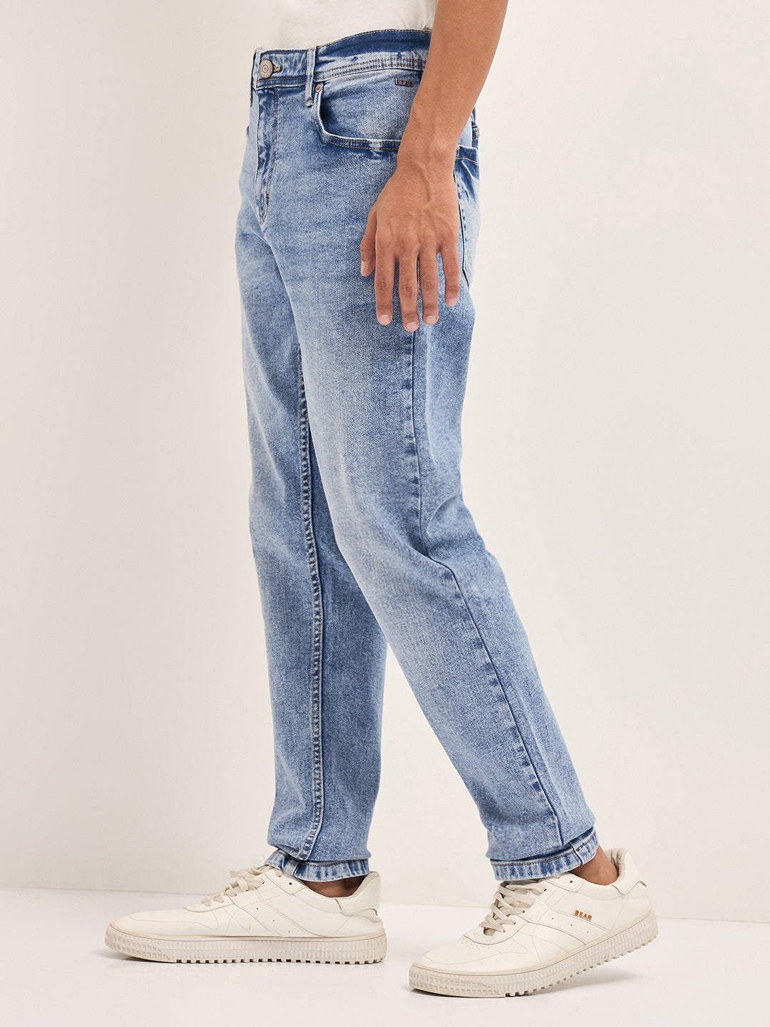 Men Light Blue Mid-Rise Slim Fit Jeans