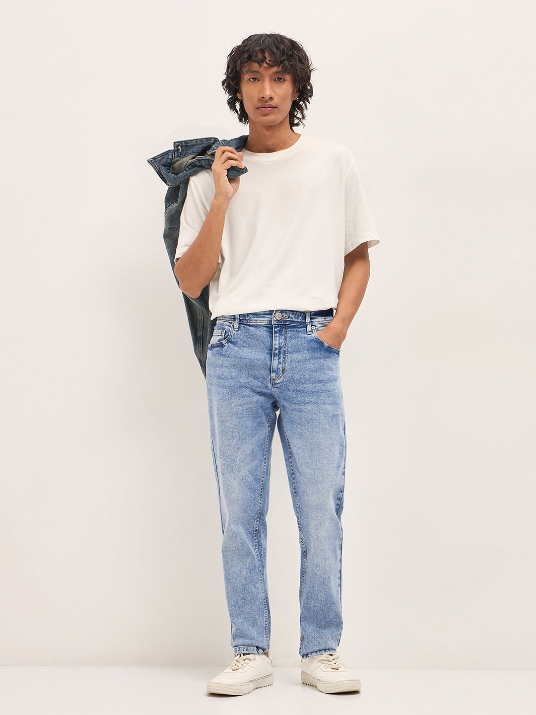 Men Light Blue Mid-Rise Slim Fit Jeans