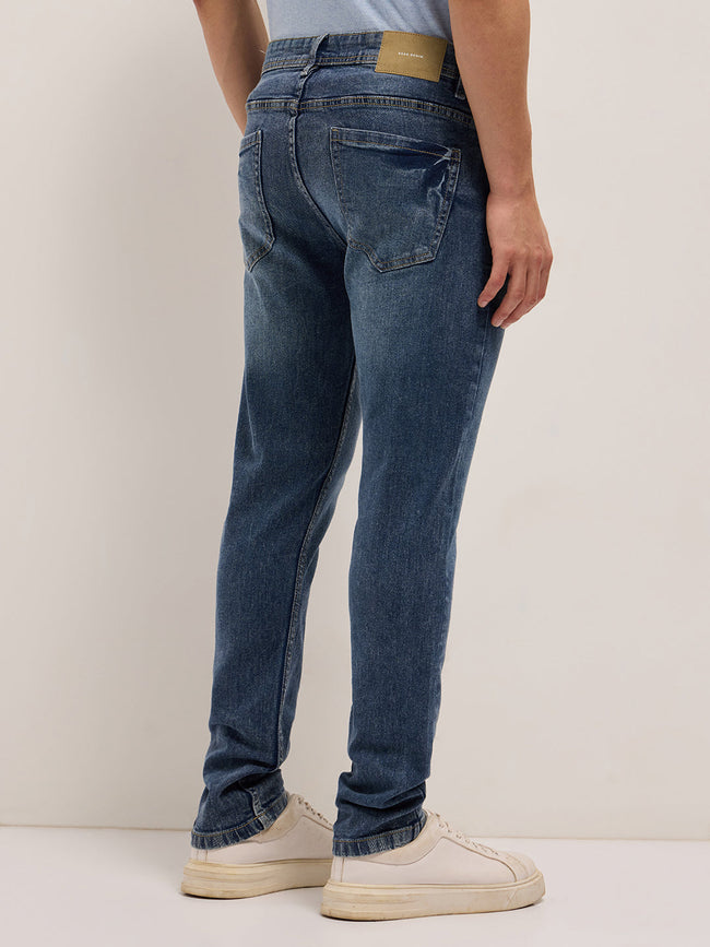 Men Mid Blue Mid-Rise Slim Fit Jeans