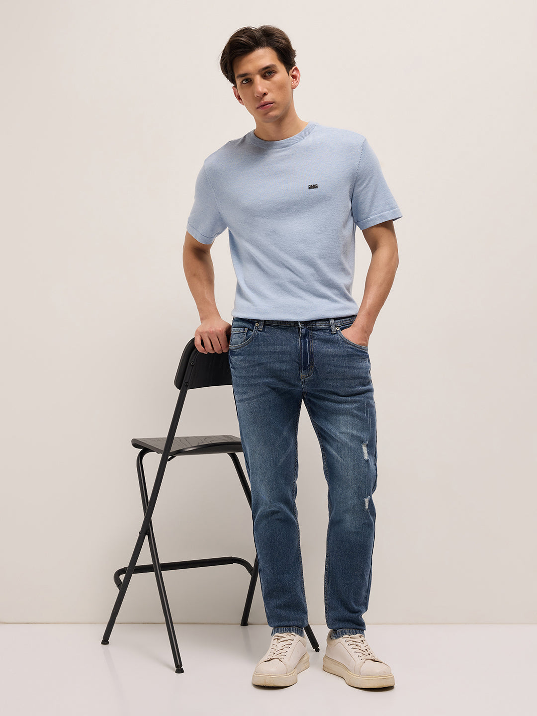 Men Mid Blue Mid-Rise Slim Fit Jeans