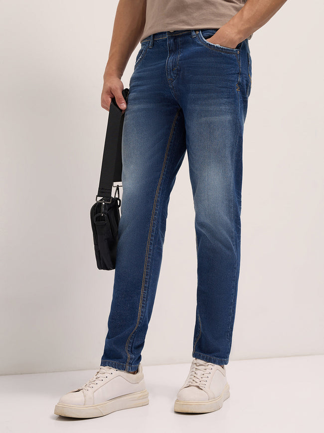 Men Mid Blue Mid-Rise Slim Fit Jeans