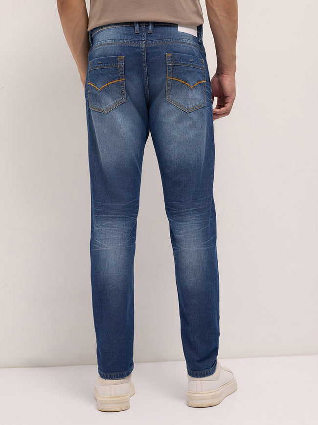 Men Mid Blue Mid-Rise Slim Fit Jeans