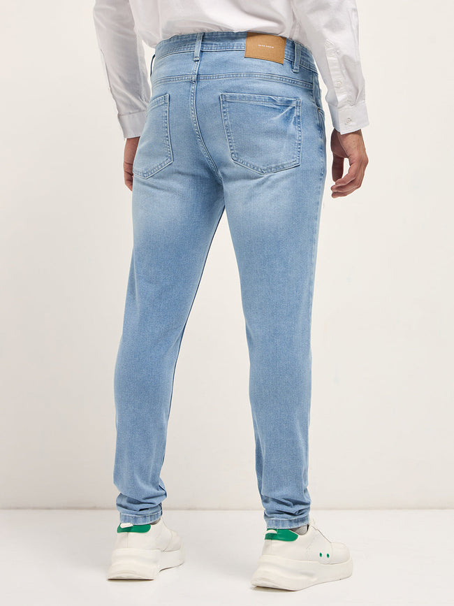 Men Light Blue Mid-Rise Skinny Fit Jeans