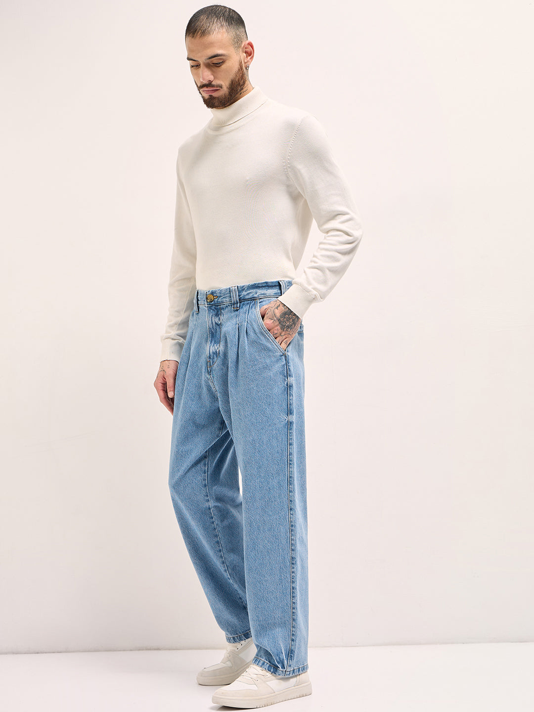 Men Classic Wide-Leg Denim Jeans