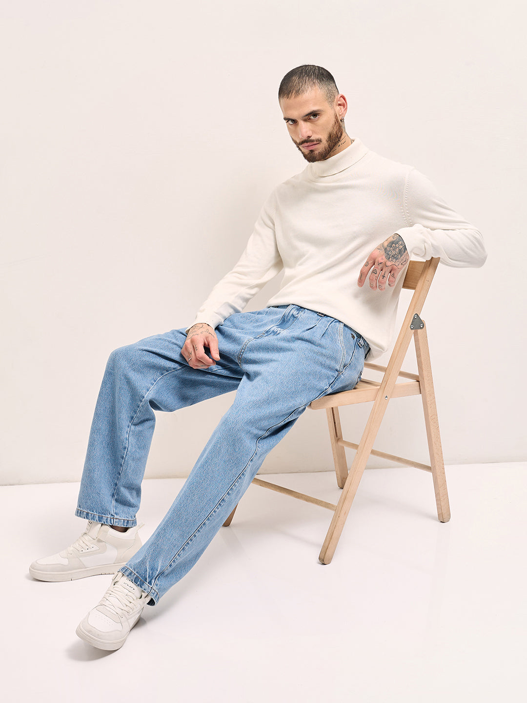 Men Classic Wide-Leg Denim Jeans