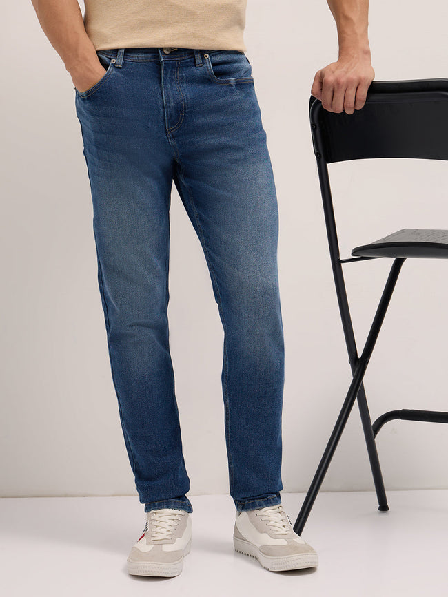 Men Mid Blue Mid-Rise Slim Fit Jeans