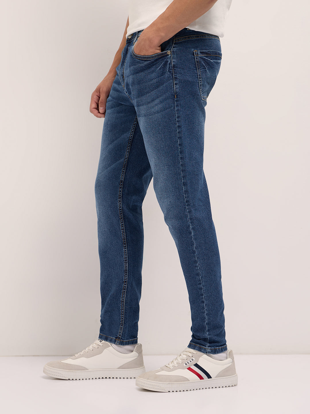 Men Mid Blue Mid-Rise Skinny Fit Jeans