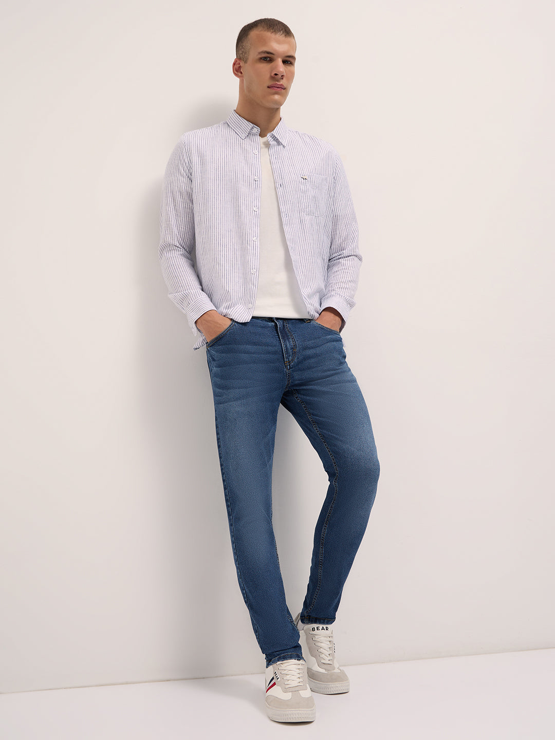 Men Mid Blue Mid-Rise Skinny Fit Jeans