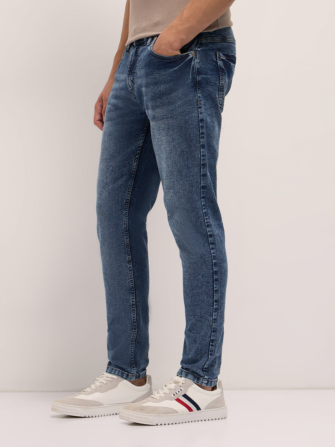 Men Mid Blue Mid-Rise Skinny Fit Jeans