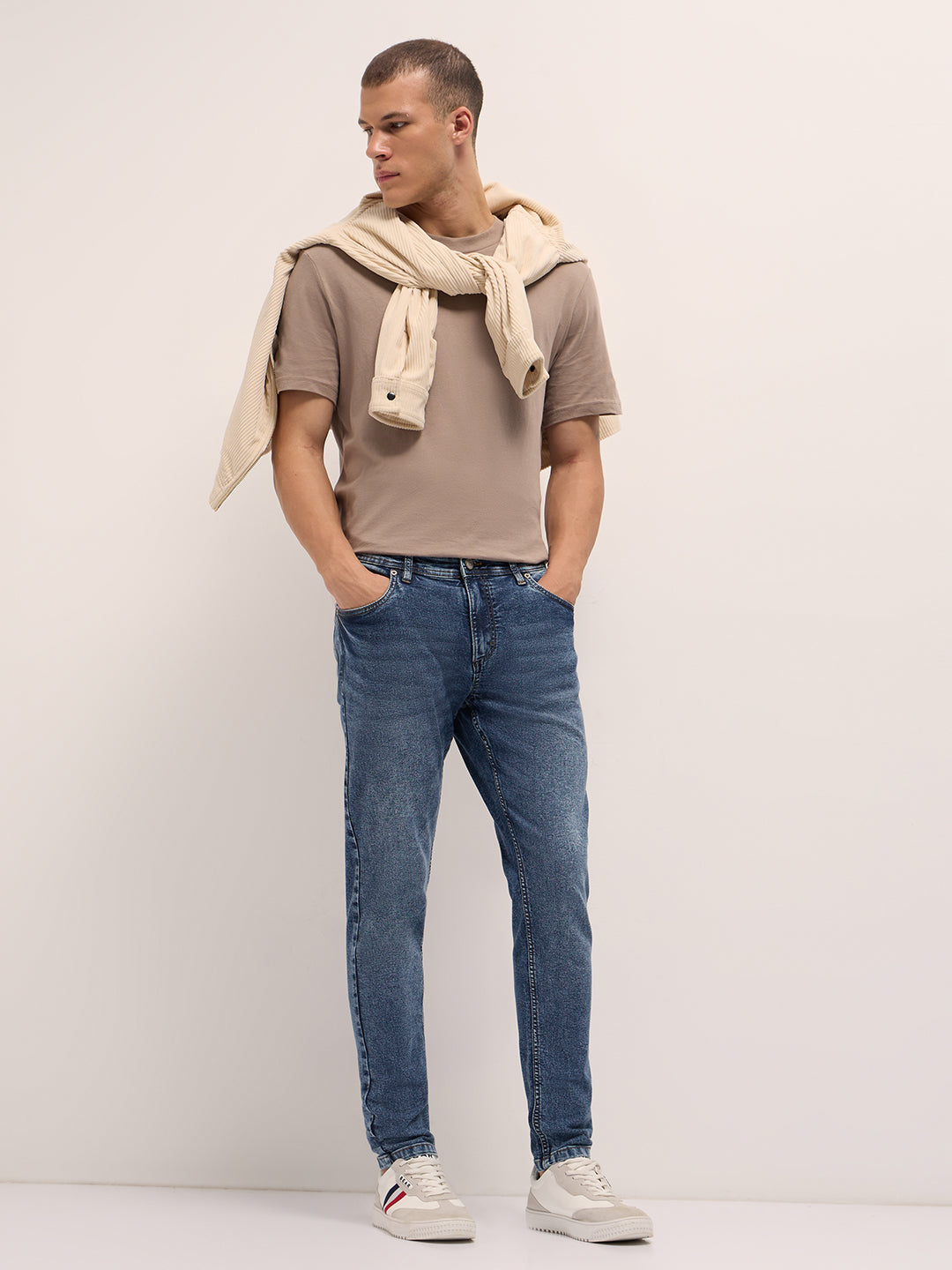 Men Mid Blue Mid-Rise Skinny Fit Jeans