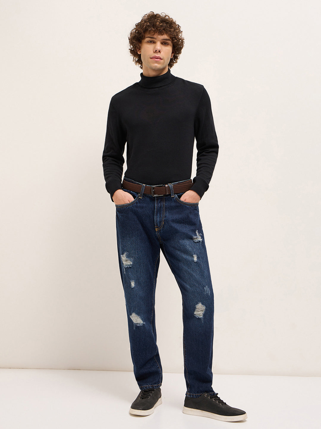 Men Dark BlueLight Fade Mid-Rise Skinny Fit Jeans