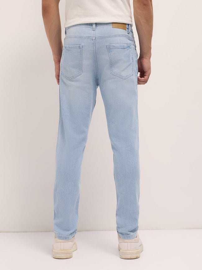 Men Light Blue Mid-Rise Slim Fit Jeans
