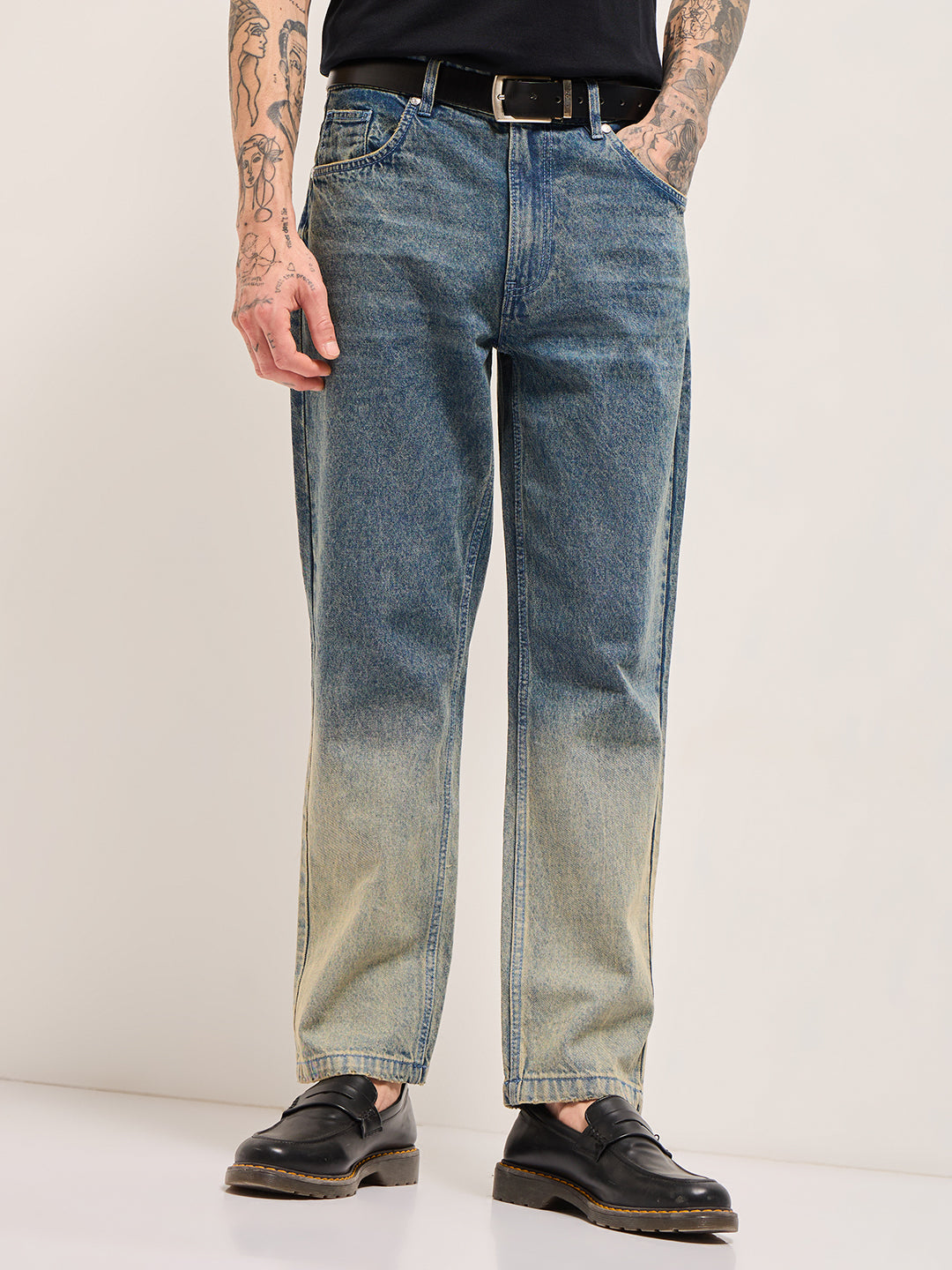 Men Mid Blue Mid-Rise Straight Fit Jeans
