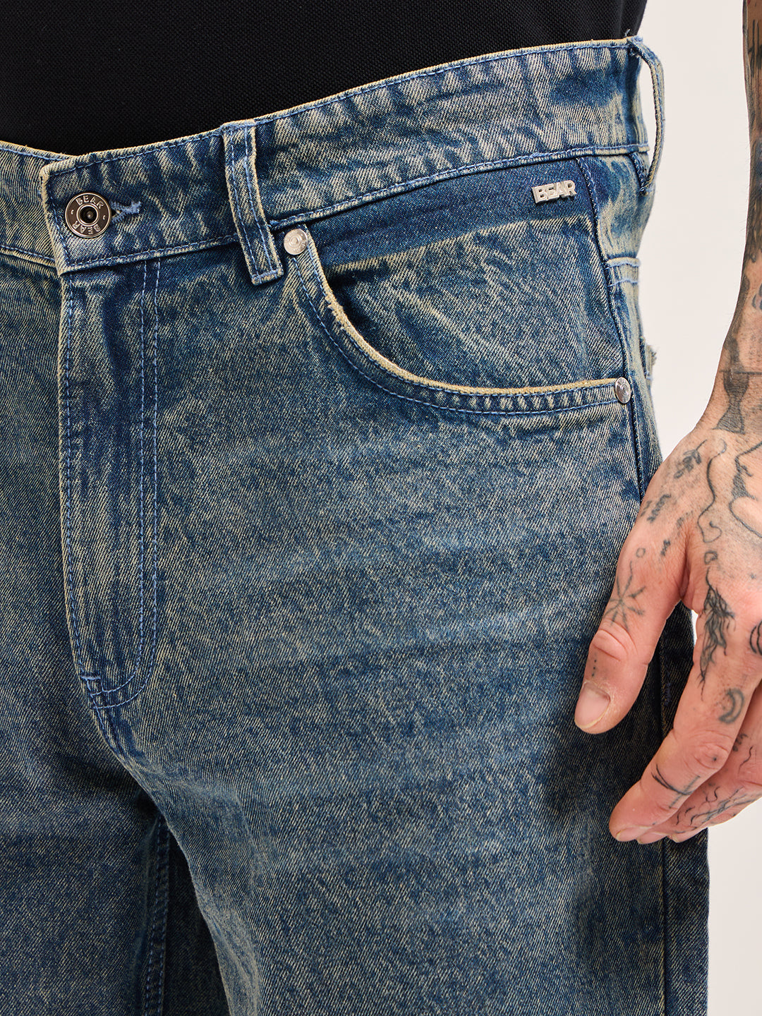 Men Mid Blue Mid-Rise Straight Fit Jeans