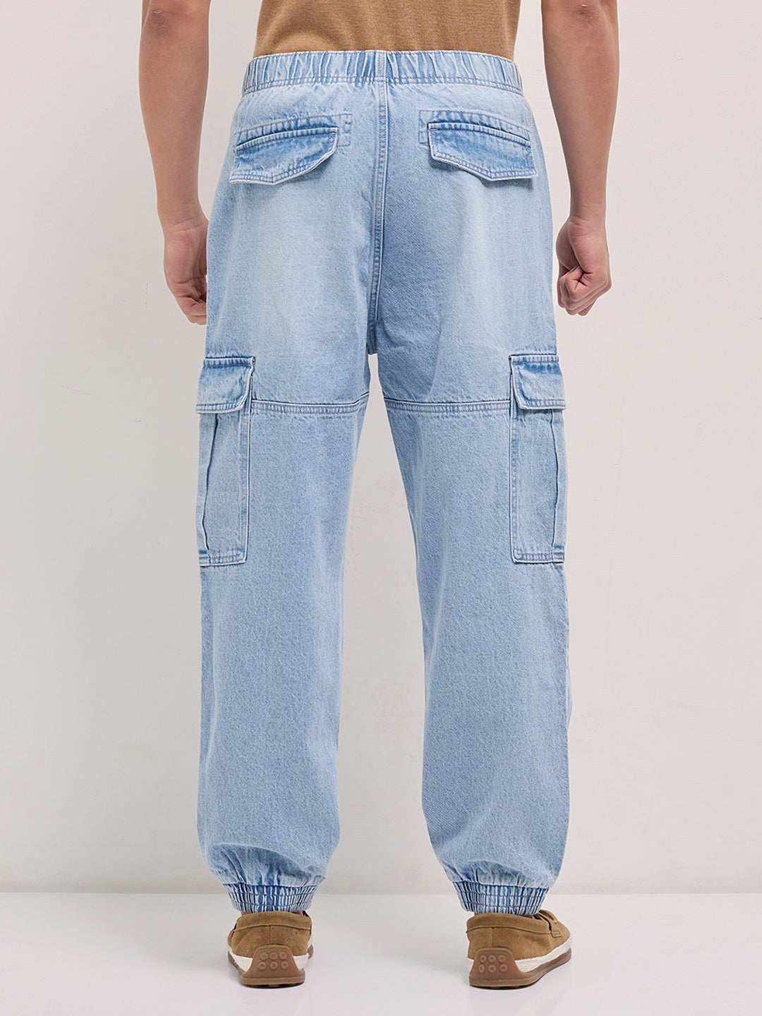 Men Light Blue Baggy Fit Jogger-Style jean