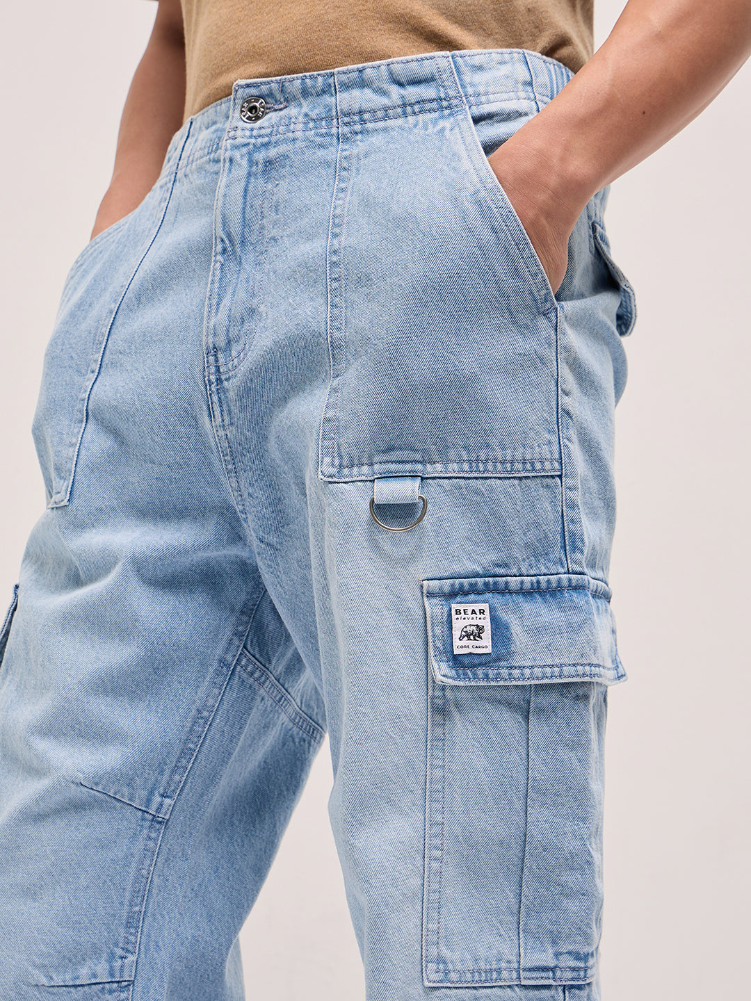 Men Light Blue Baggy Fit Jogger-Style jean
