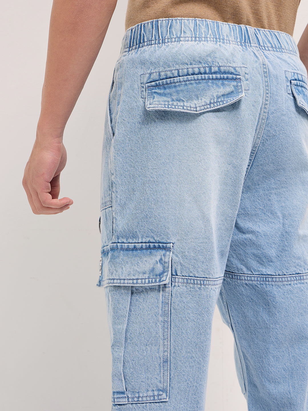 Men Light Blue Baggy Fit Jogger-Style jean