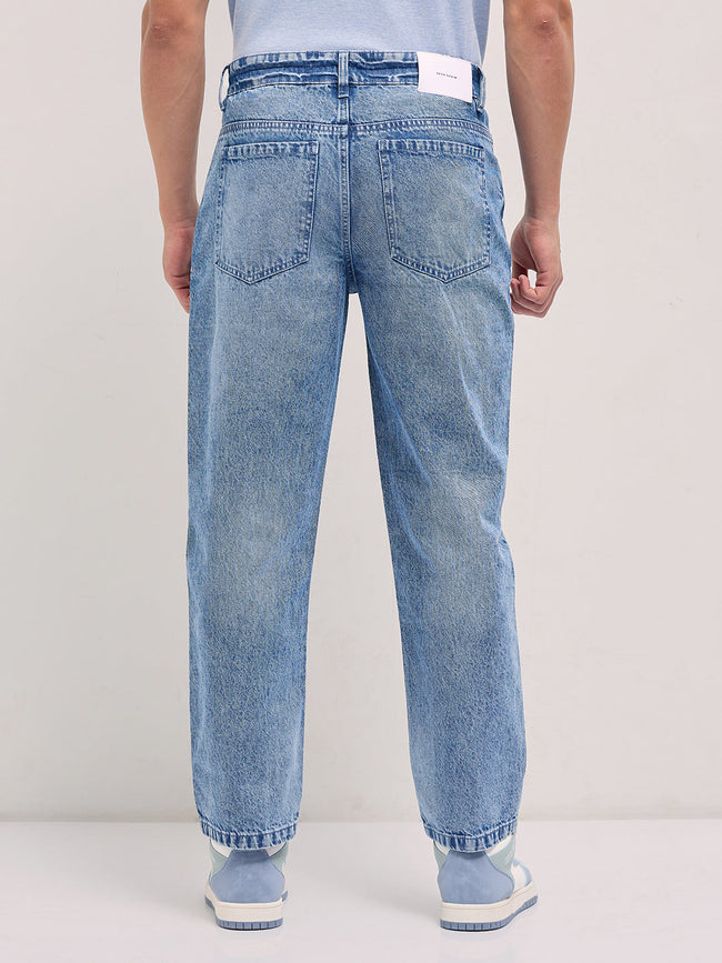 Men Mid Blue Straight Fit Mid Rise Jean
