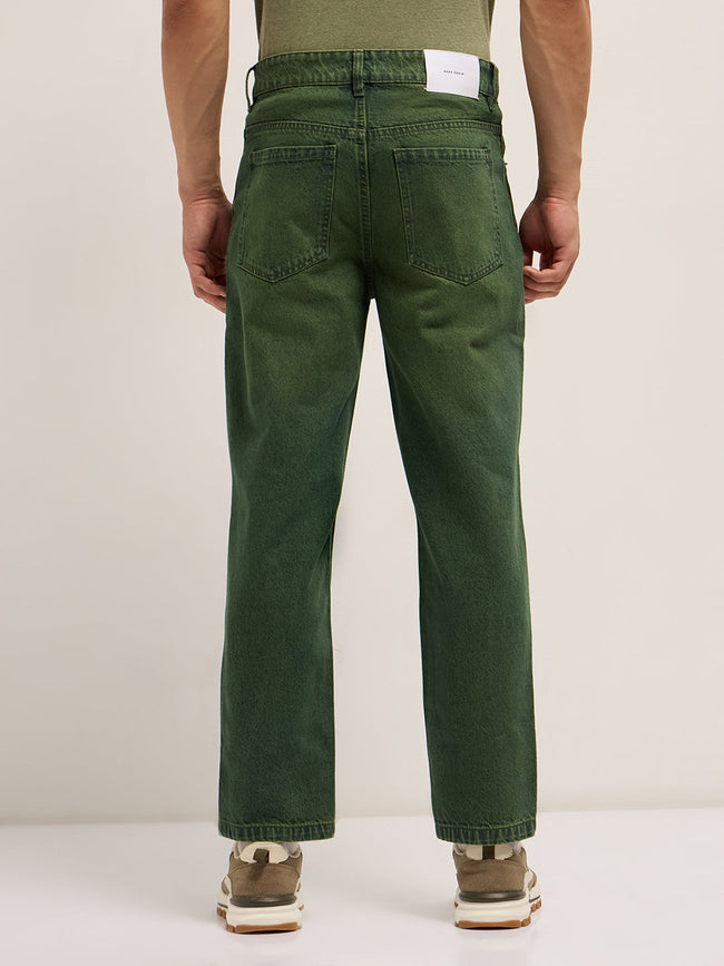 Men Green Mid-Rise Straight Fit Jeans