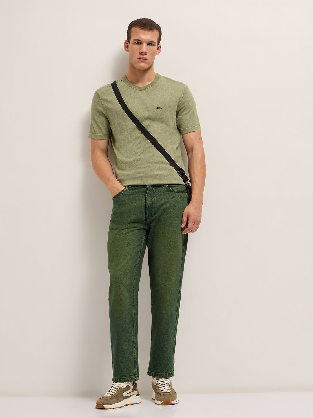 Men Green Mid-Rise Straight Fit Jeans
