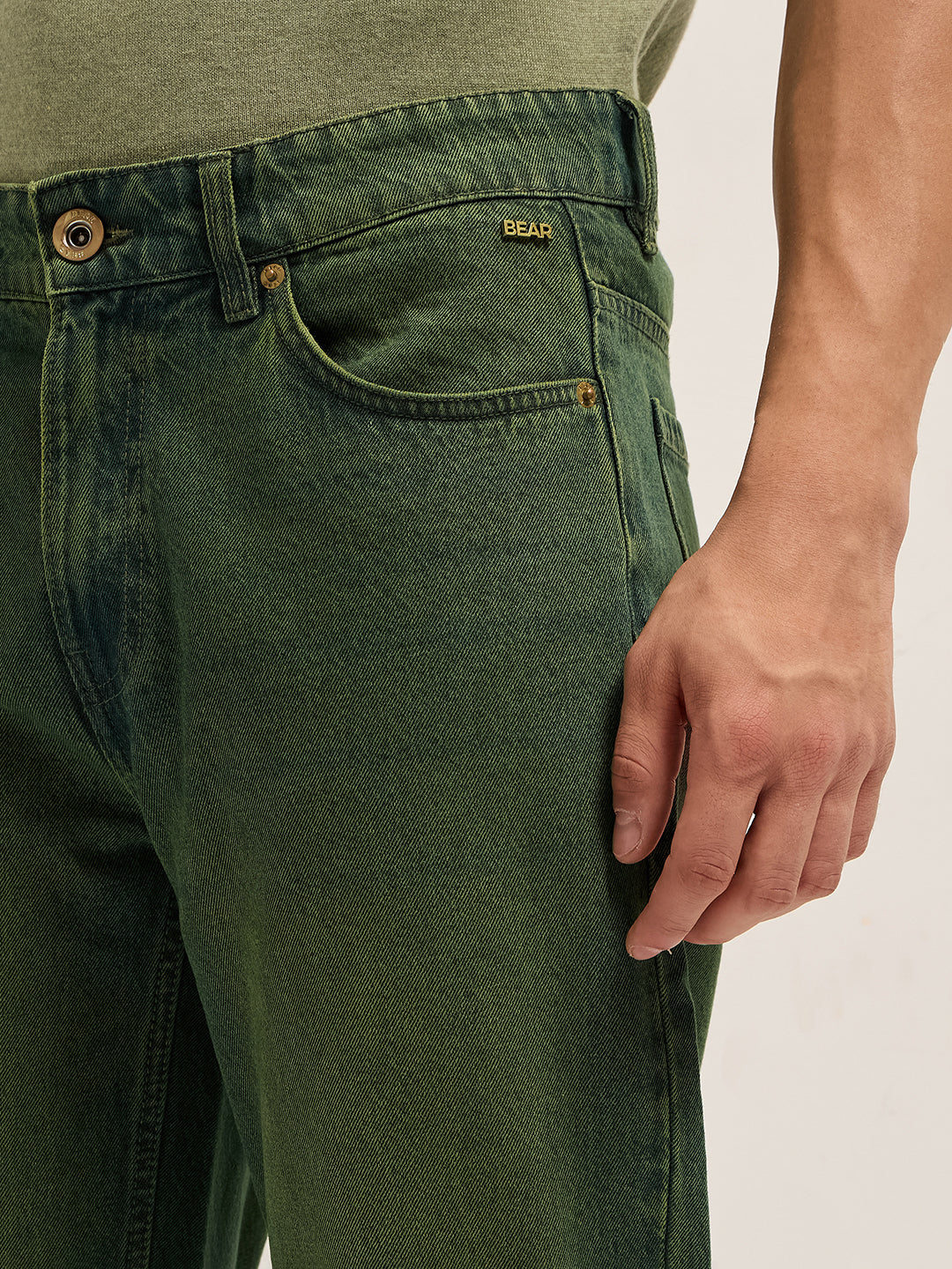 Men Green Mid-Rise Straight Fit Jeans