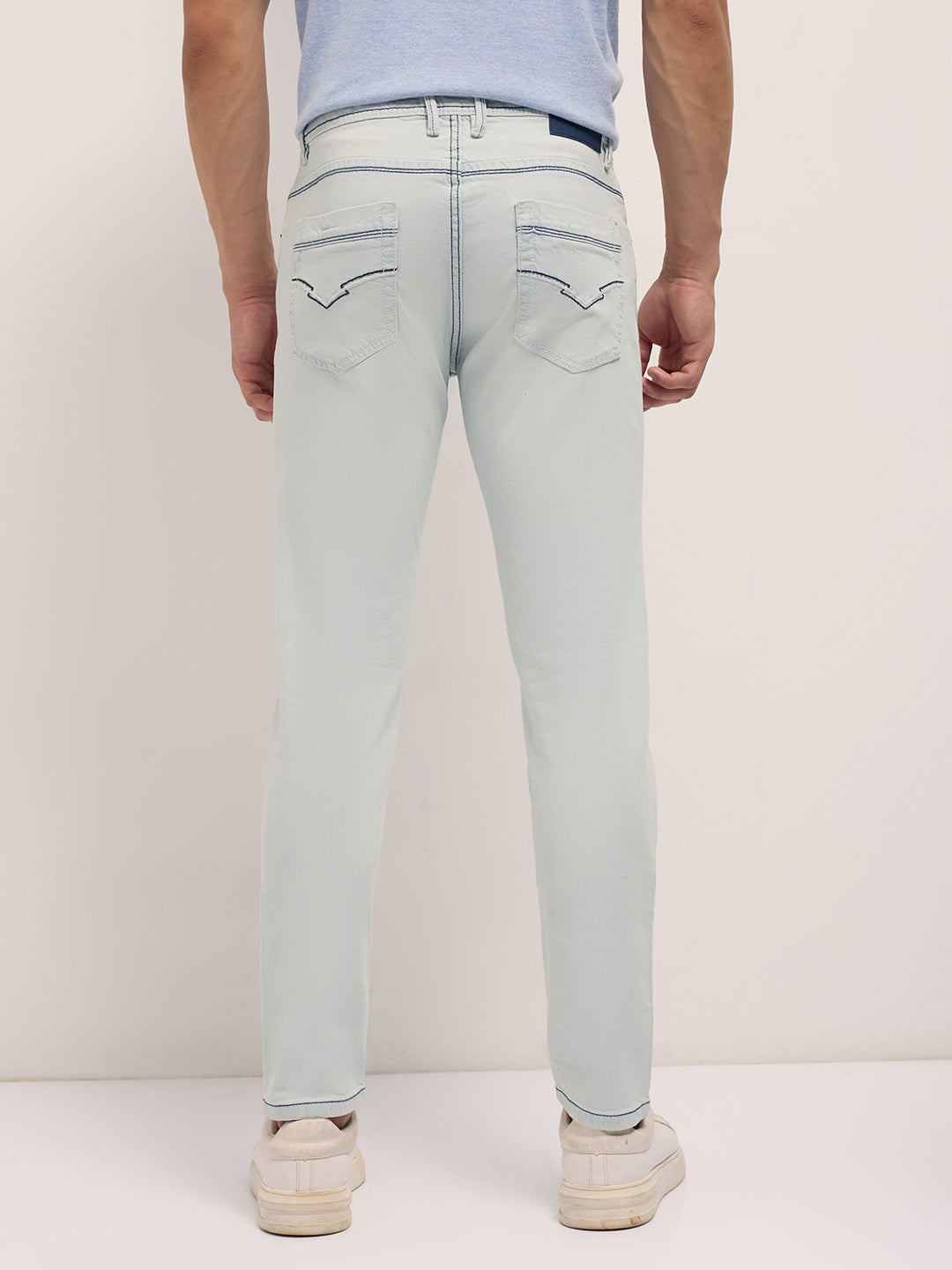 Men Ice Blue Mid-Rise Slim Fit Jeans