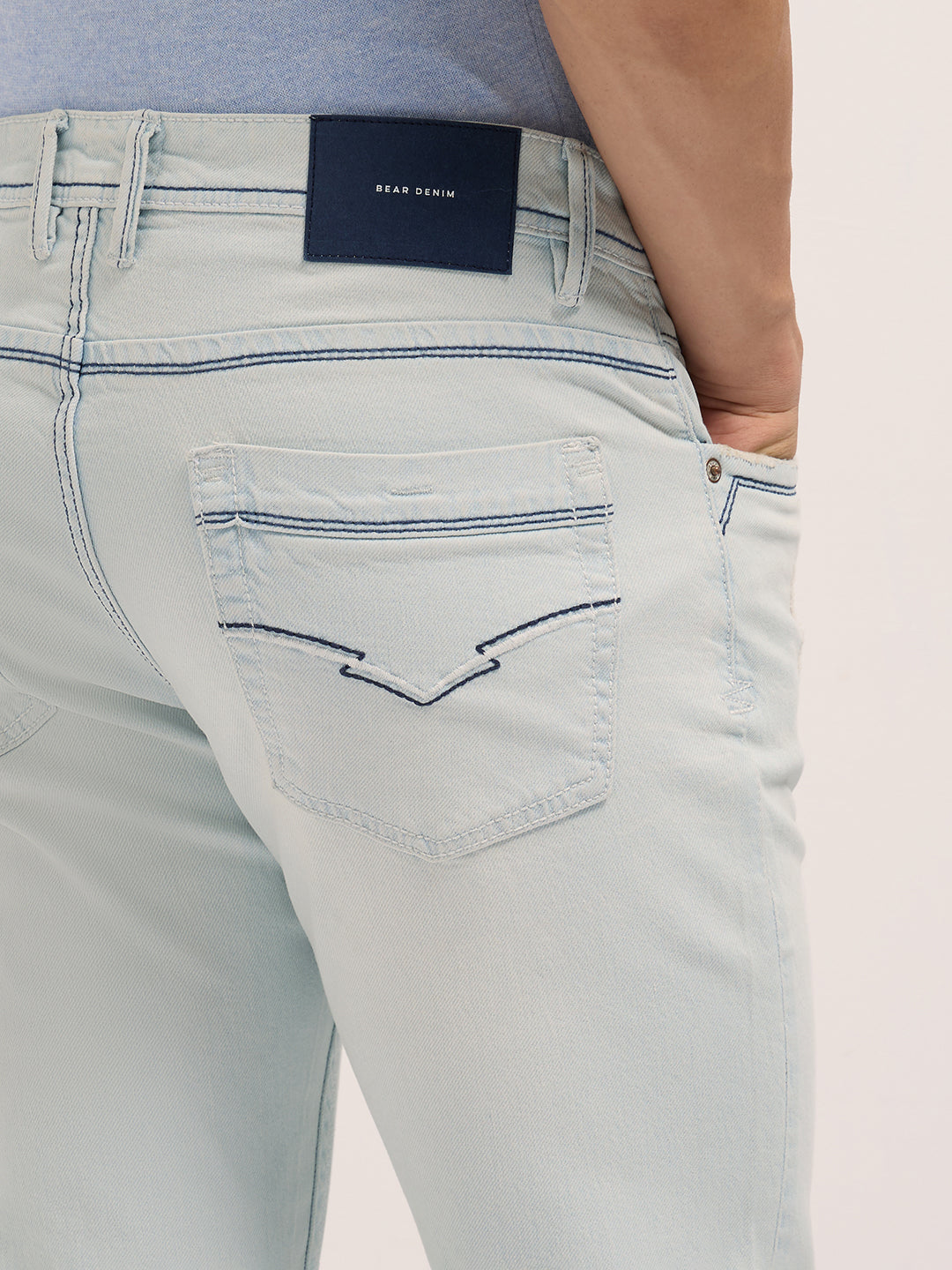 Men Ice Blue Mid-Rise Slim Fit Jeans