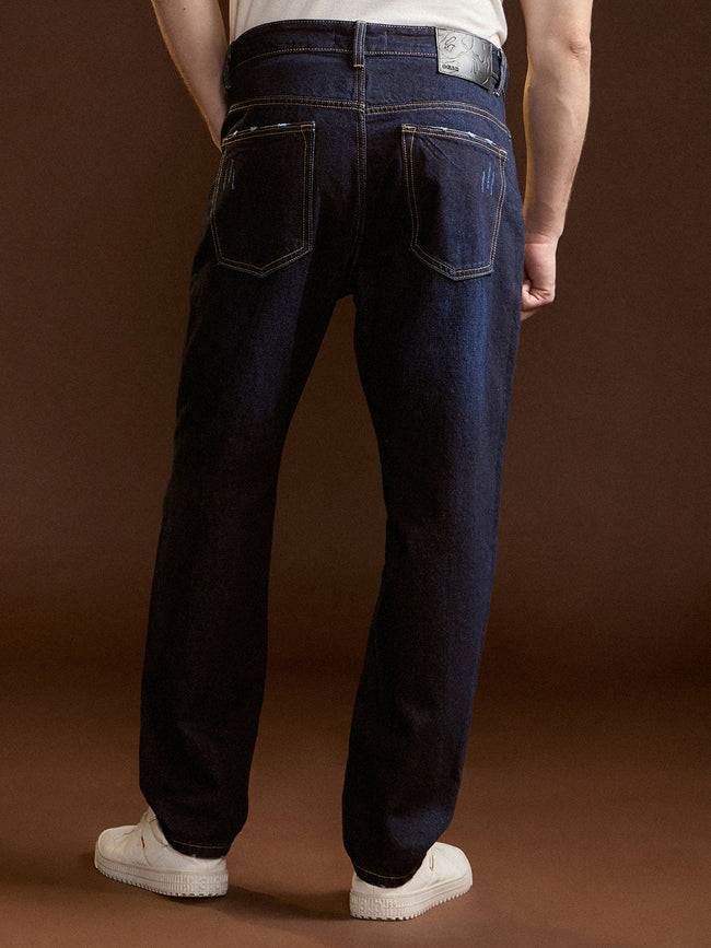 Men Dark BlueLight Fade Mid-Rise Skinny Fit Jeans