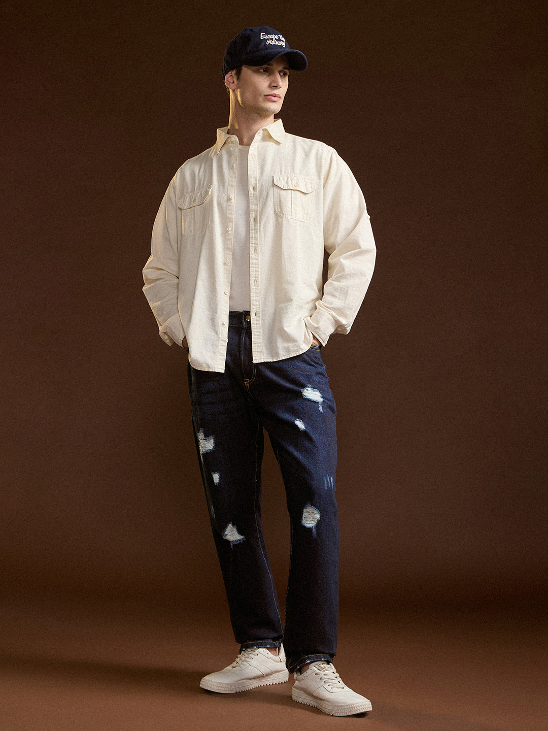 Men Dark BlueLight Fade Mid-Rise Skinny Fit Jeans
