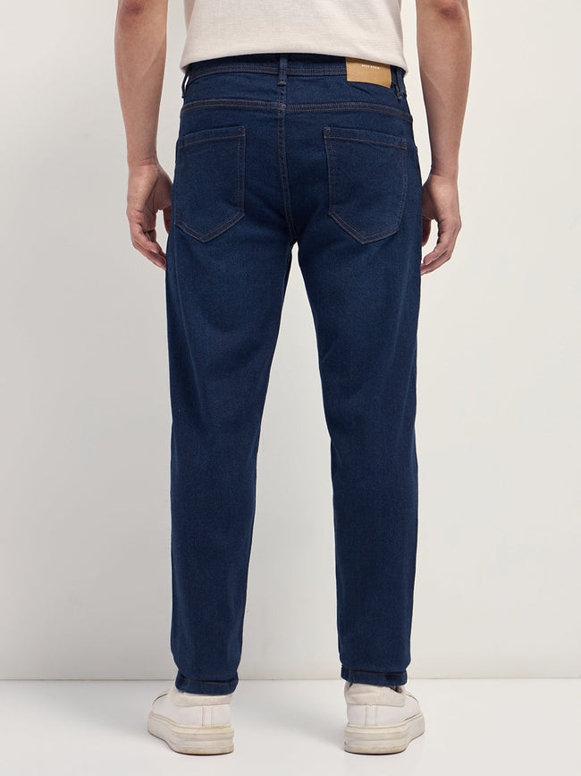 Men Dark Blue Mid-Rise Slim Fit Jeans