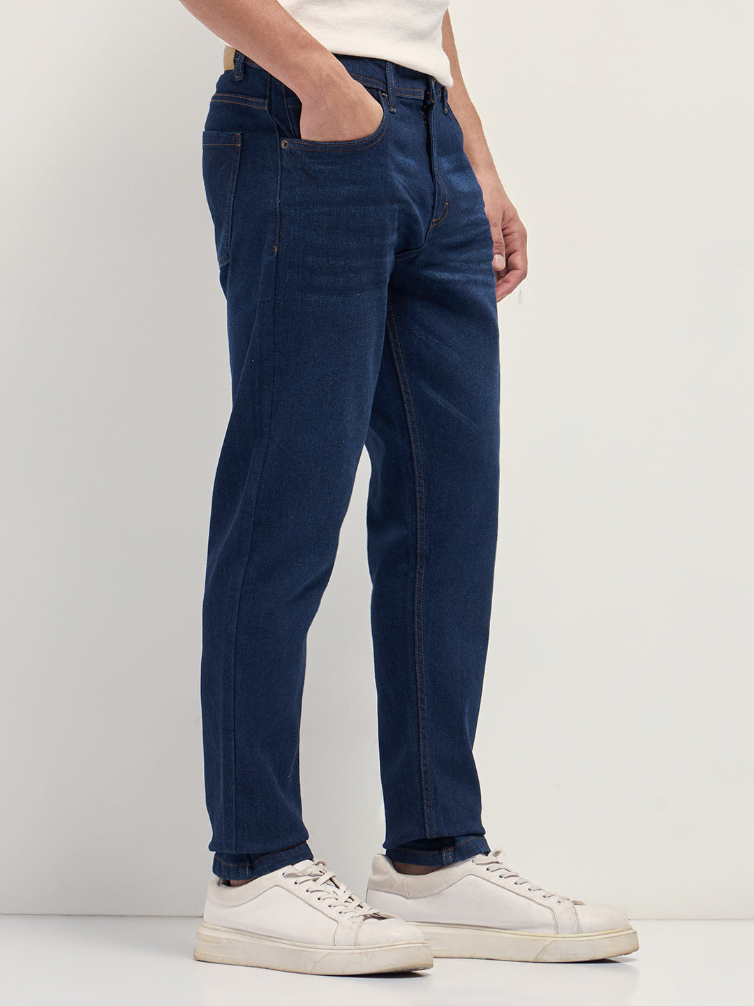 Men Dark Blue Mid-Rise Slim Fit Jeans