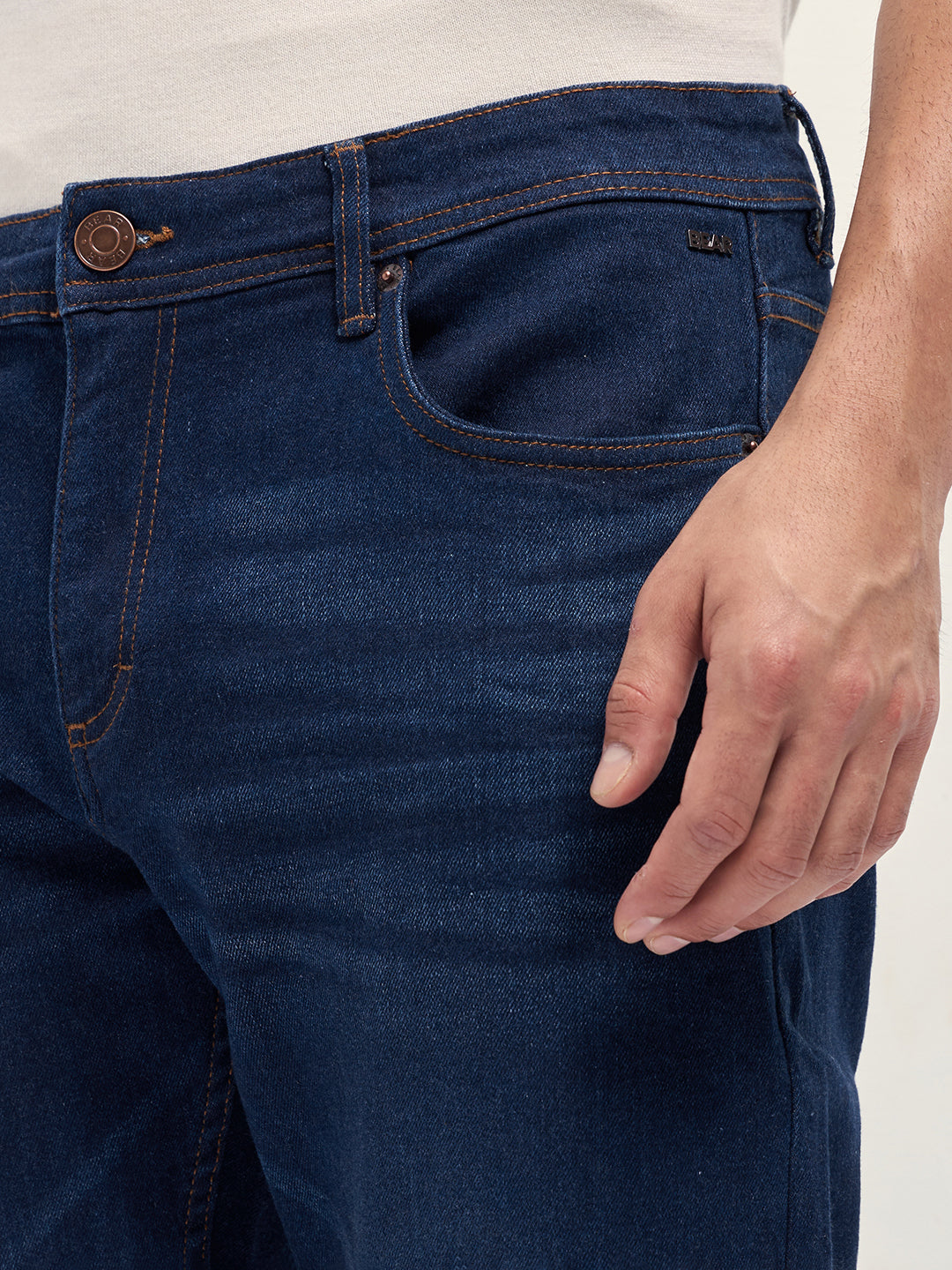 Men Dark Blue Mid-Rise Slim Fit Jeans