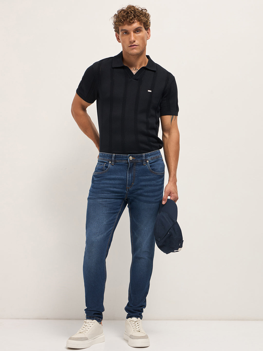 Men Dark Blue Mid-Rise Skinny Fit Jeans