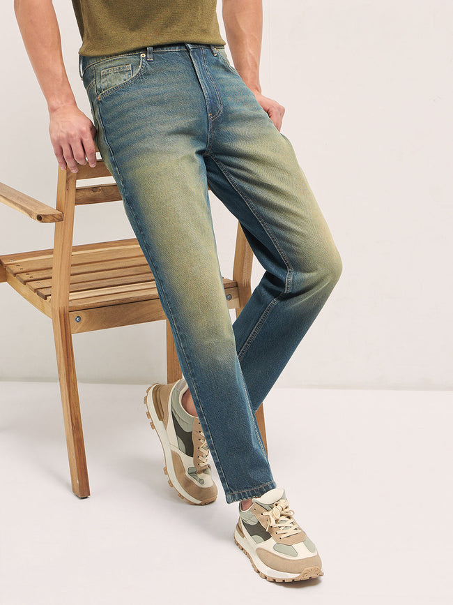 Men Mid Blue Mid-Rise Straight Fit Jeans