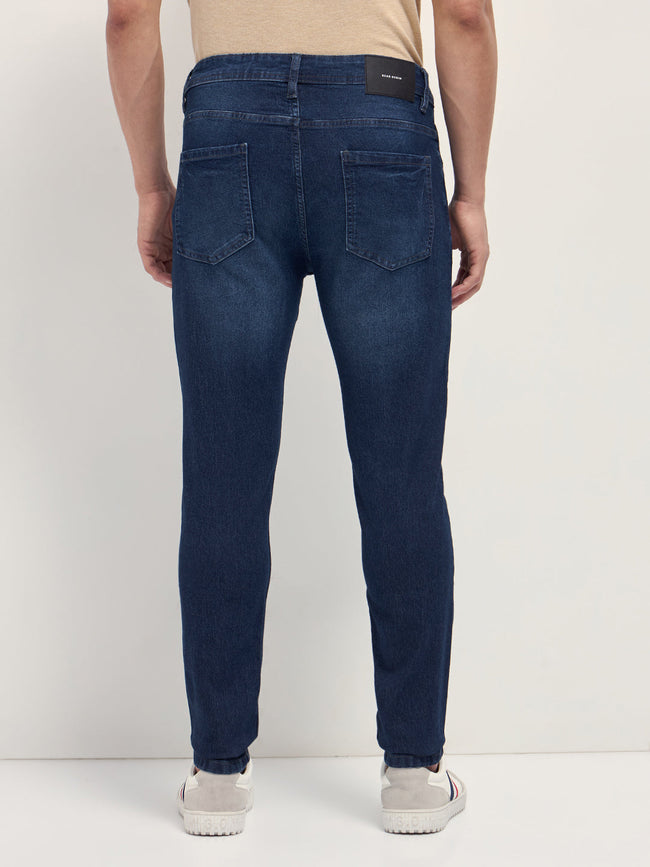 Men Dark Blue Mid-Rise Slim Fit Jeans