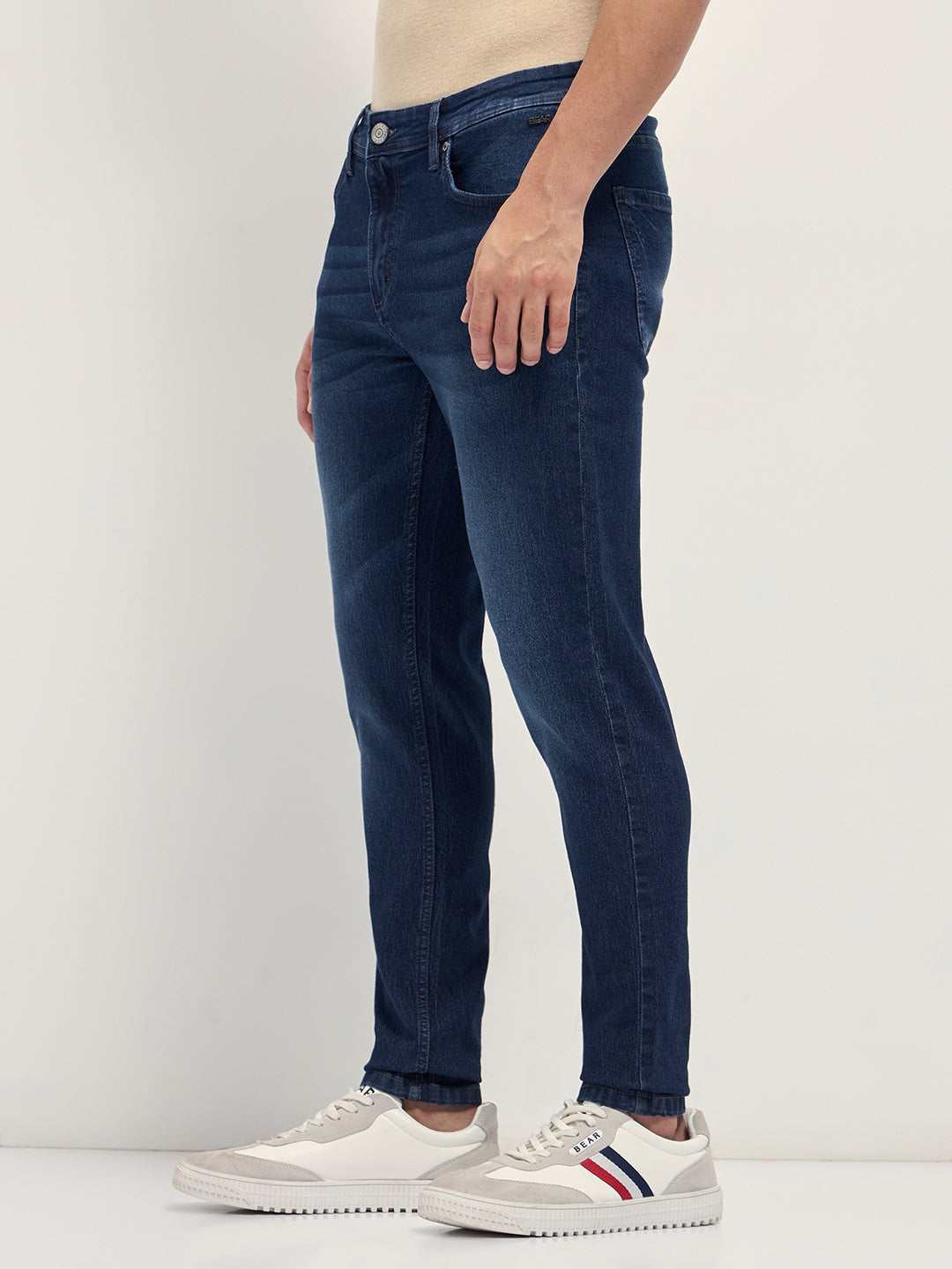 Men Dark Blue Mid-Rise Slim Fit Jeans