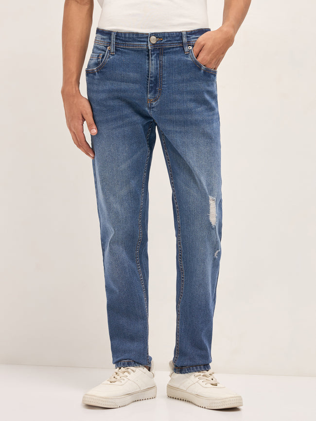 Men Mid Blue Mid-Rise Slim Fit Jeans