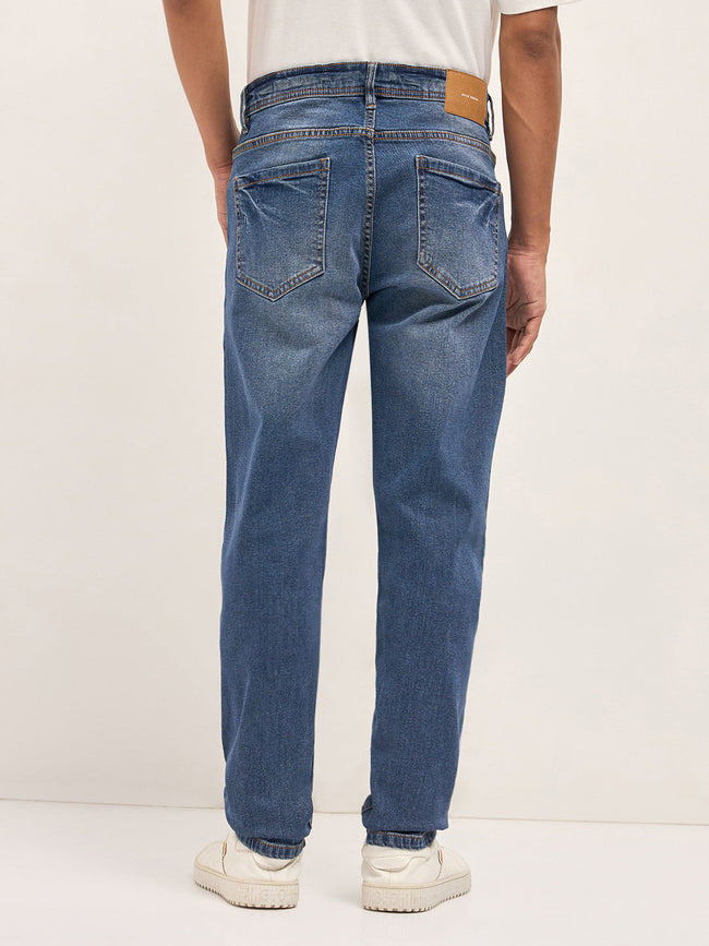 Men Mid Blue Mid-Rise Slim Fit Jeans