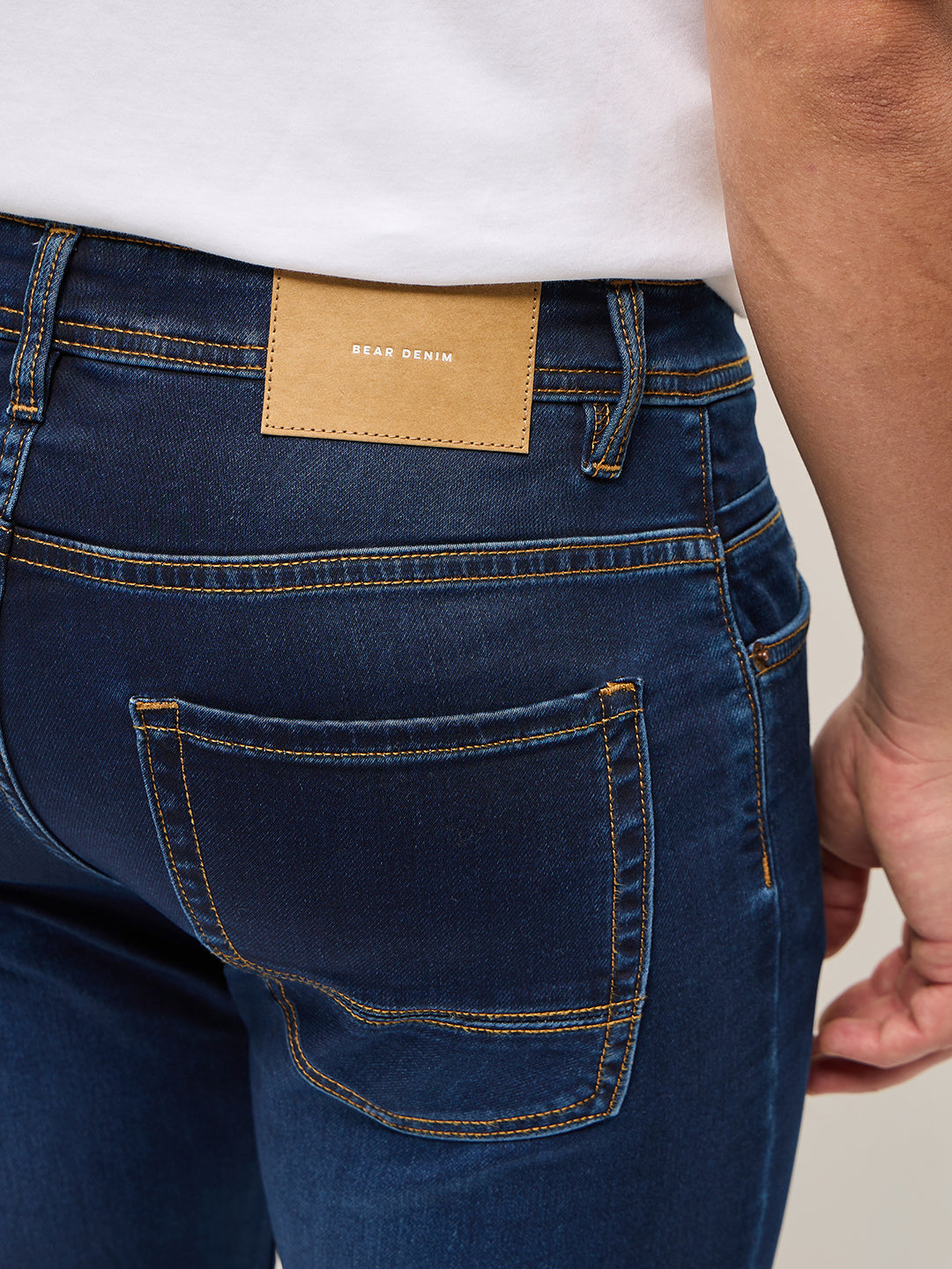 Men Dark BlueMid Fade Mid-Rise Slim Fit Jeans