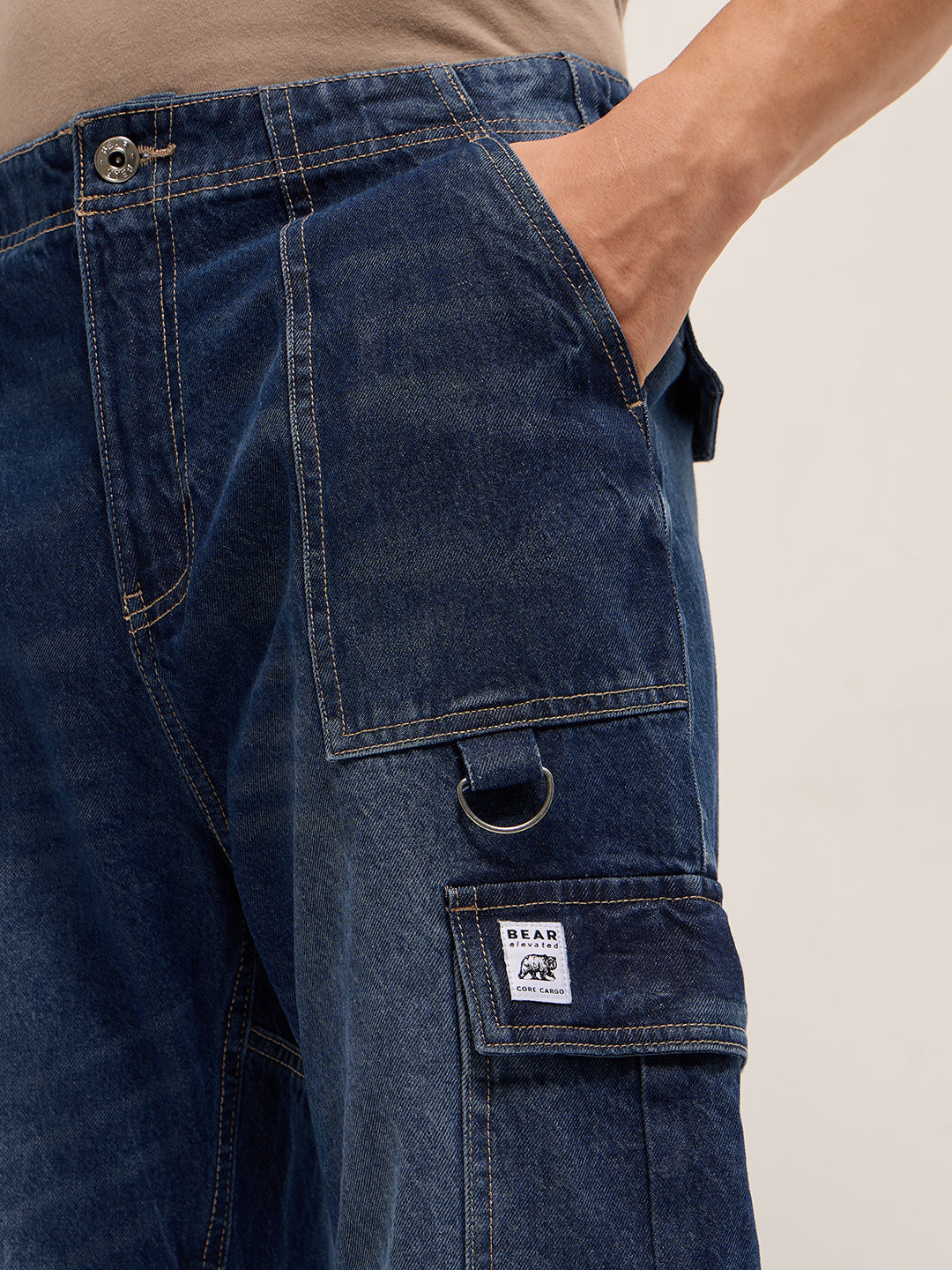 Men Dark Blue Baggy Fit Jogger-Style jean