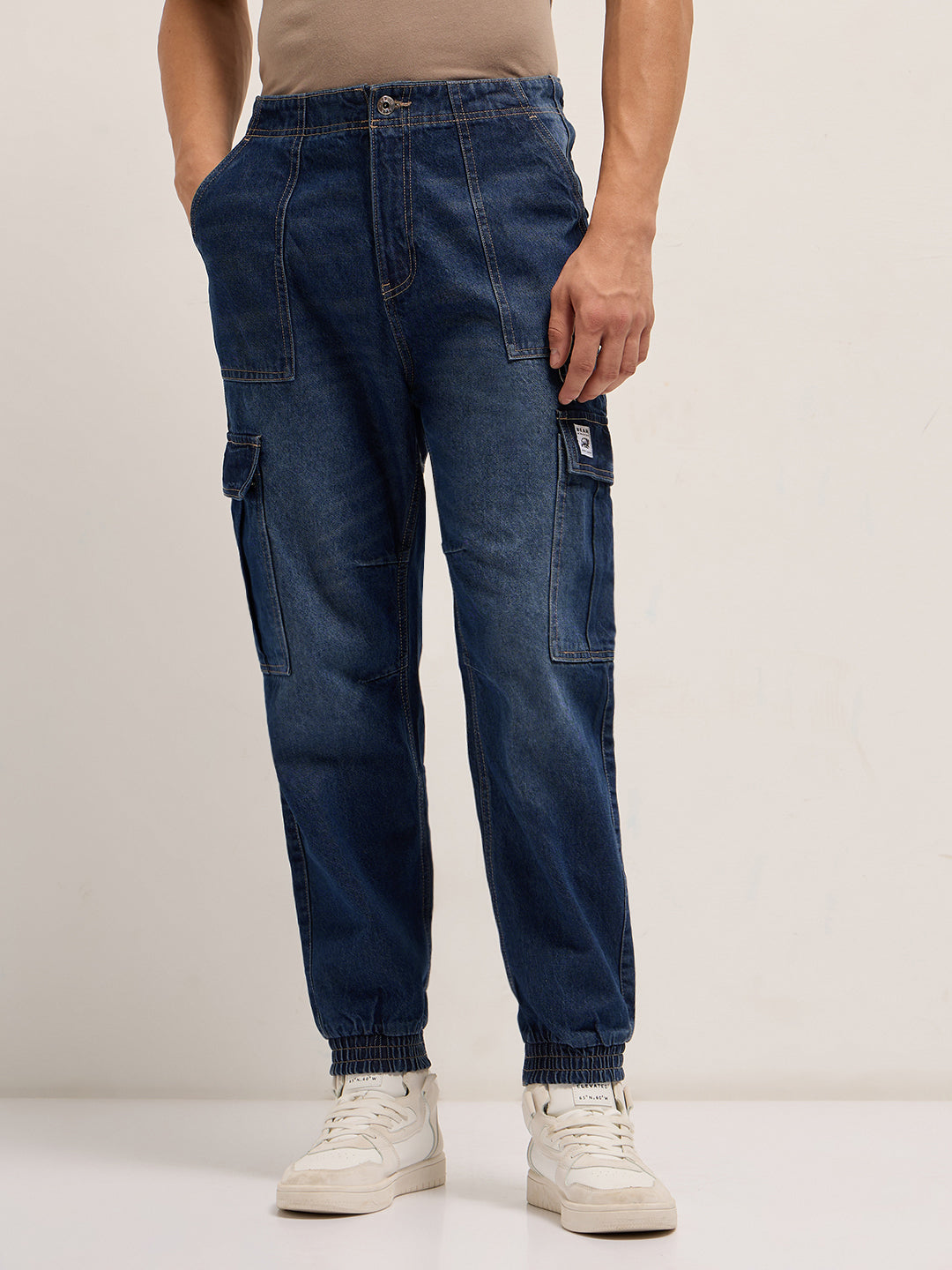 Men Dark Blue Baggy Fit Jogger-Style jean