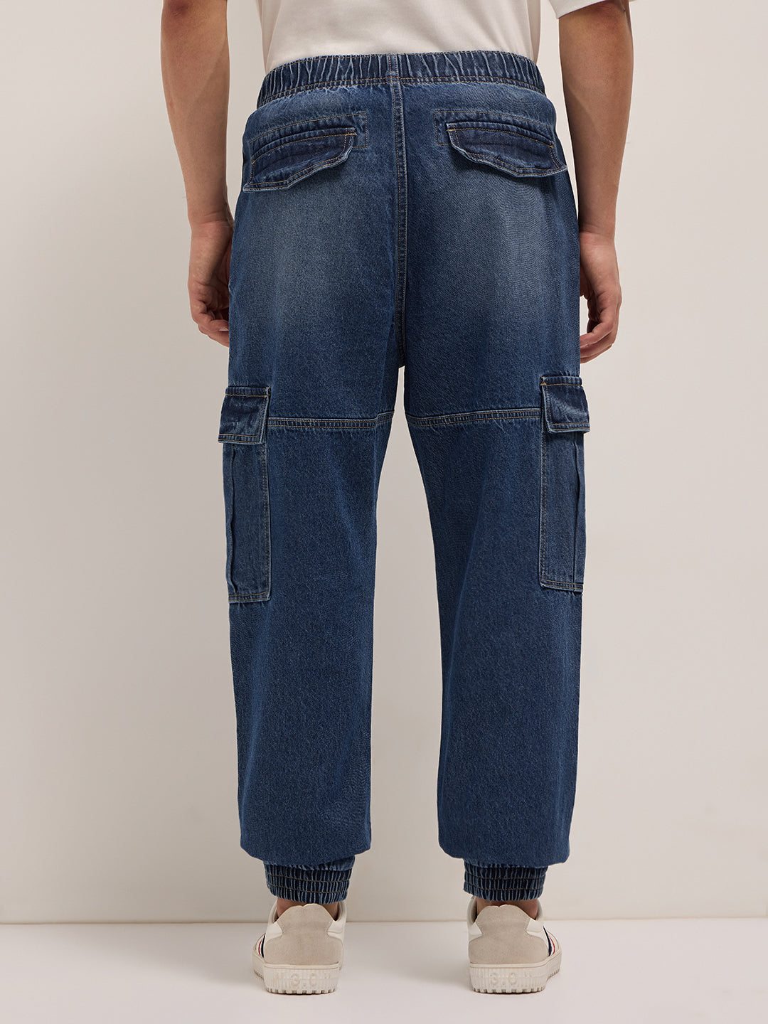 Men Mid Blue Baggy Fit Jogger-Style jean