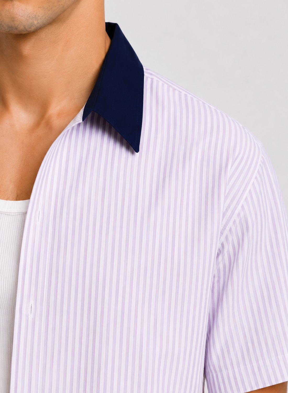 Men Lavender Striped Casual Shirt