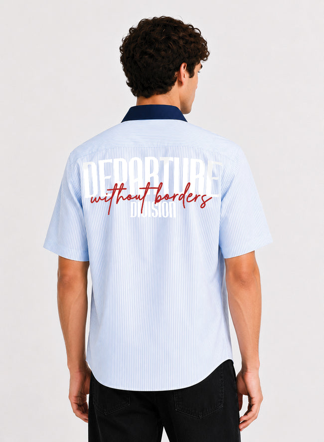 Men Blue Striped Casual Shirt