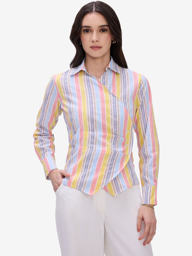 Women Multi Formal Wrap Shirt